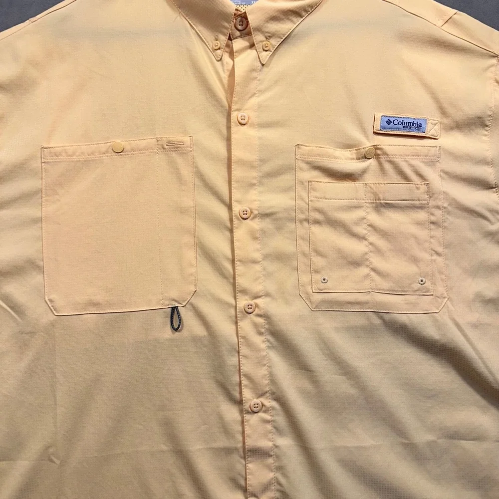 Columbia Fishing Shirt Mens XXL Peach Omni-Shade Short Sleeve PFG Excellent - Picture 6 of 9